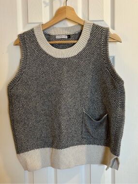 Zacket & Plover Women's Black & Cream Knit Sleeveless Sweater Vest - size med